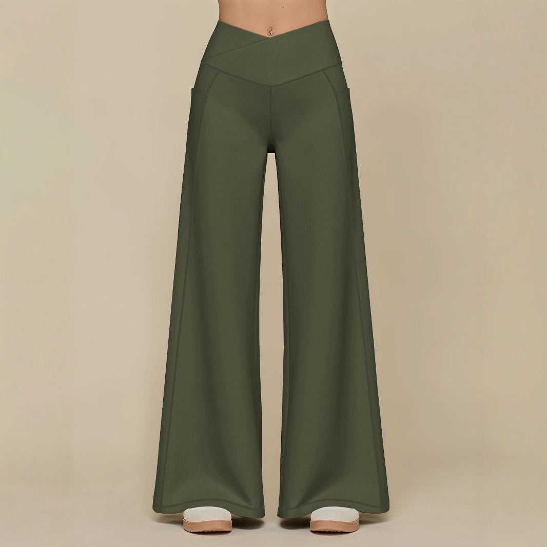 Elegant high-waisted casual trousers for women, with wide legs and practical pockets Lune London