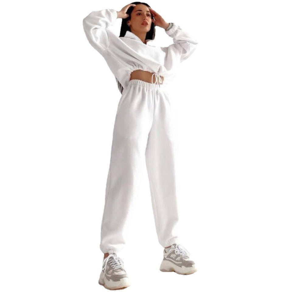 Women Comfortable and Stylish Loungewear Set with Elastic Waist and Chic Crop Top