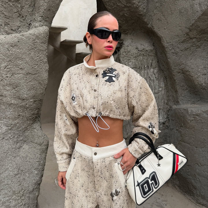 Short Kawai jacket for women with unique embroidery and a trendy fit Lune London