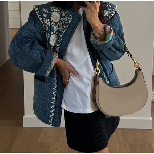 Ladies light embroidered transition jacket with practical pockets Amarae