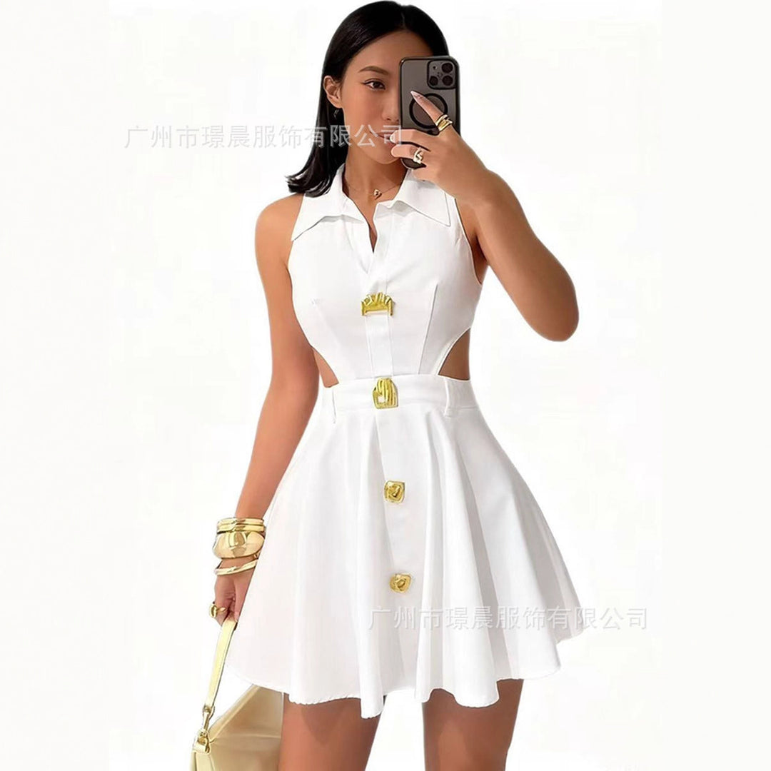 Women's stylish wedding dress with button closure and side cut-outs Lune London