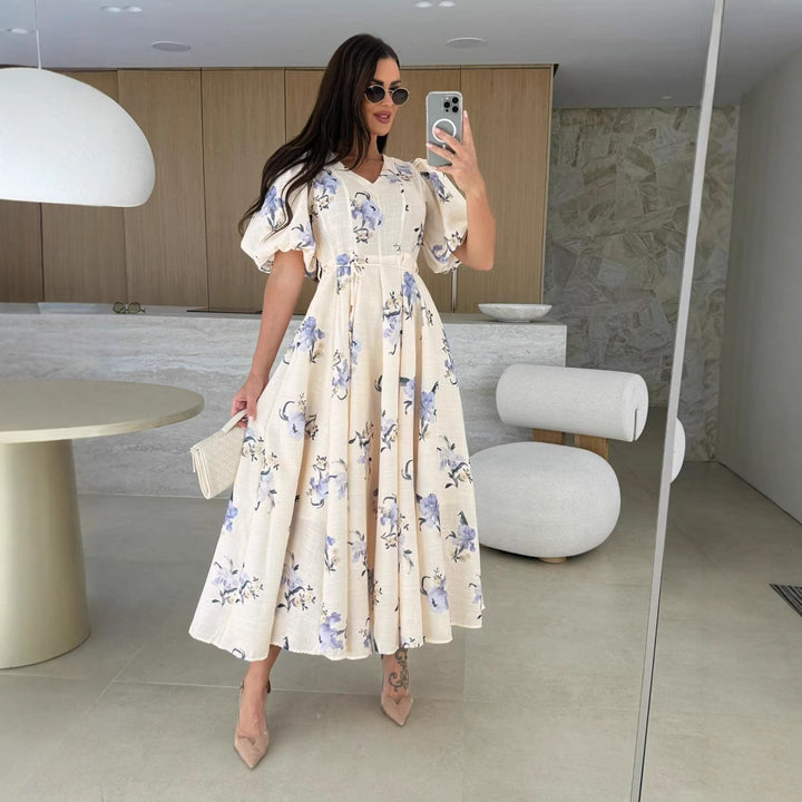 Maxi flower dress for women with puff sleeves Lune London