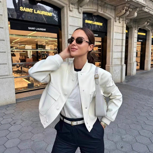 Sporty bomber jacket for women with padded lining and practical pockets Amarae