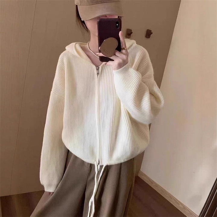 Veste à capuche décontractée pour femmes avec motif côtelé texturé Chic & Stil