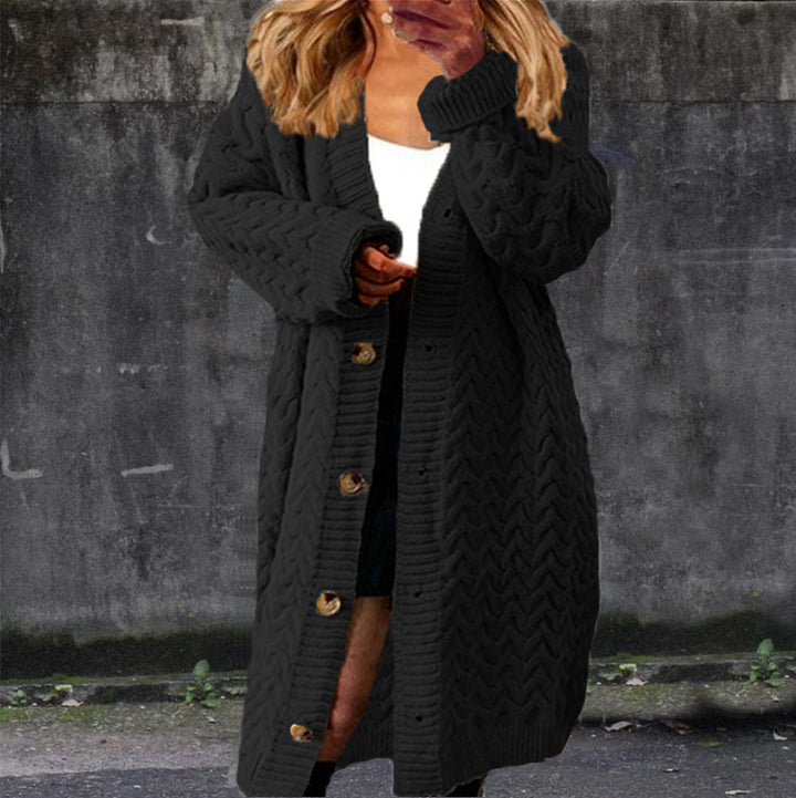 Chunky knit cardigan for women with elegant button details and a structured design Lune London