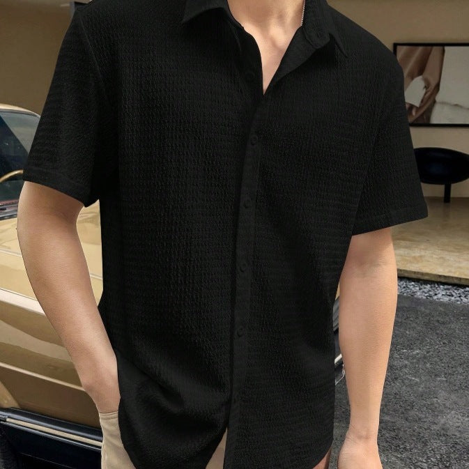Casual short sleeve shirt for men with textured fabric Amarae