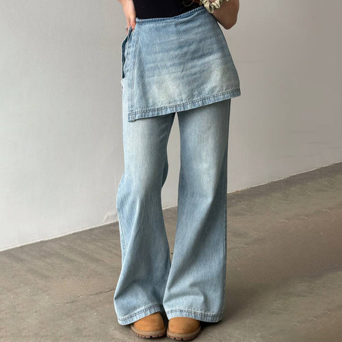 Destroyed casual jeans for women with asymmetric cut and wide leg Amarae