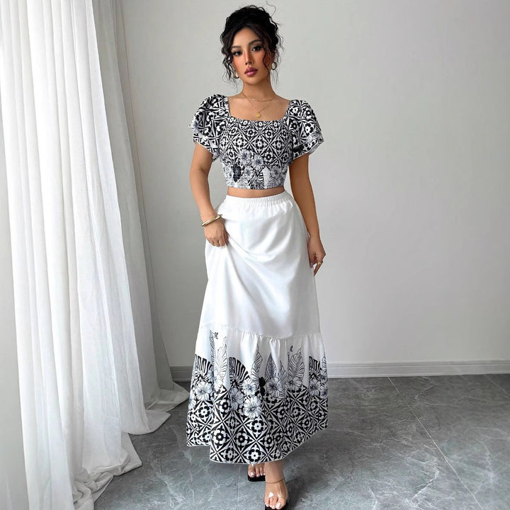 Boho print crop top and maxi skirt set Lune London for women