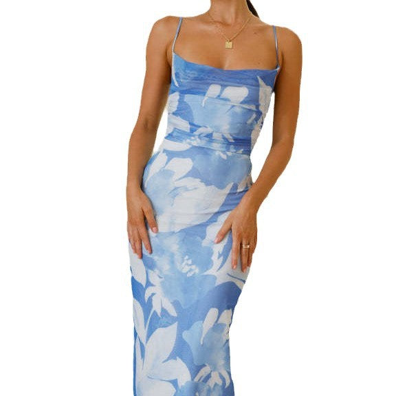 Women's maxi dress with sleeveless cut and elegant floral design Lune London
