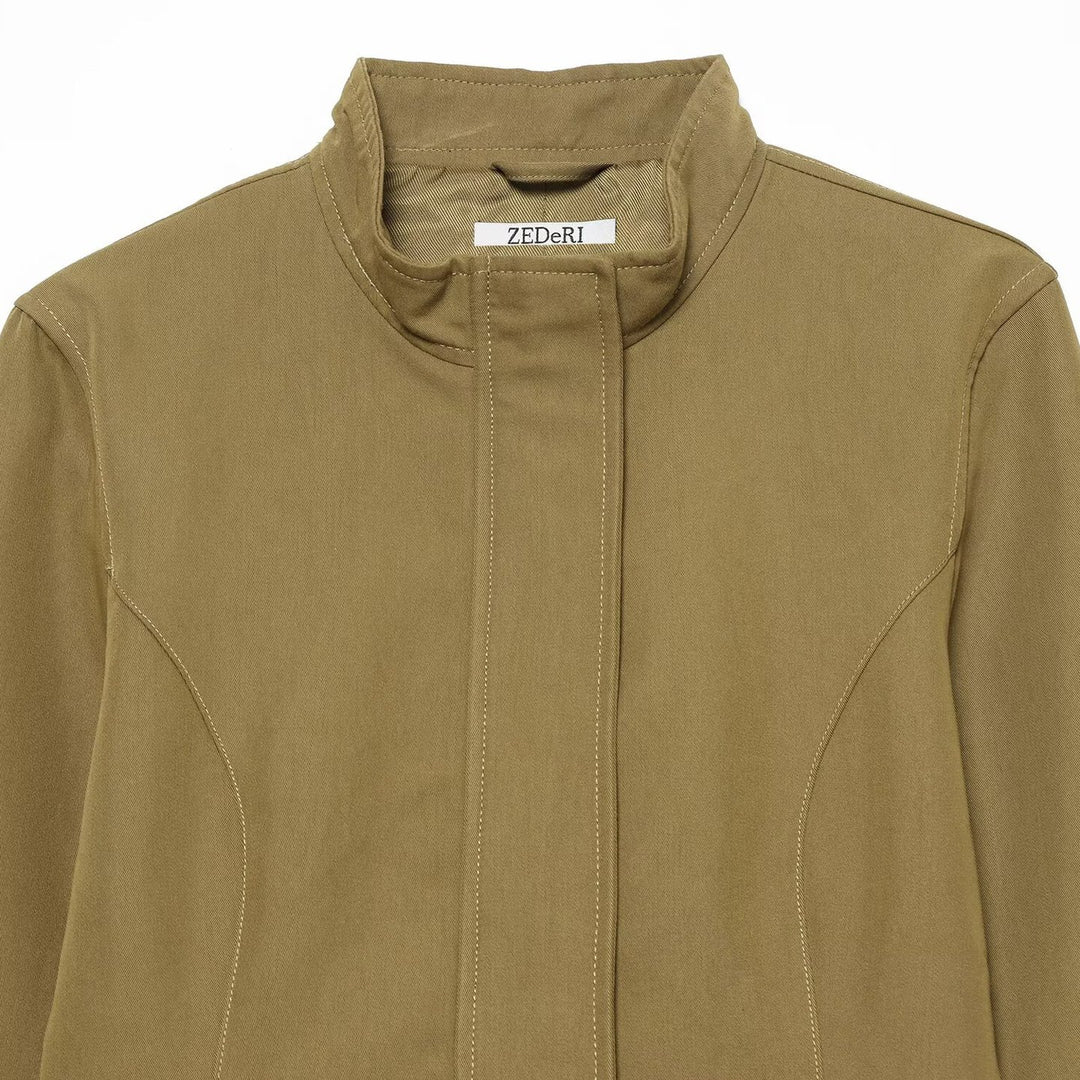 Women's tailored cropped jacket with stand-up collar and princess seams Amarae