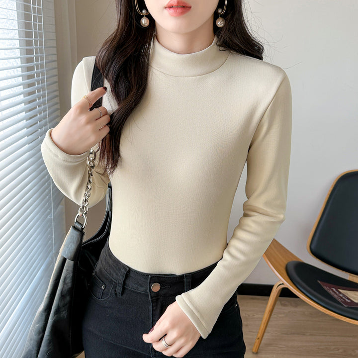 Ladies fashionable long sleeve top with stand-up collar Chic & Stil