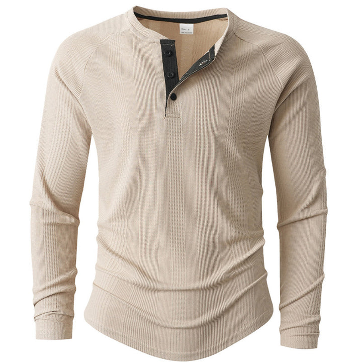 Men's Long Sleeve Textured Surface Henley Shirt Lune London