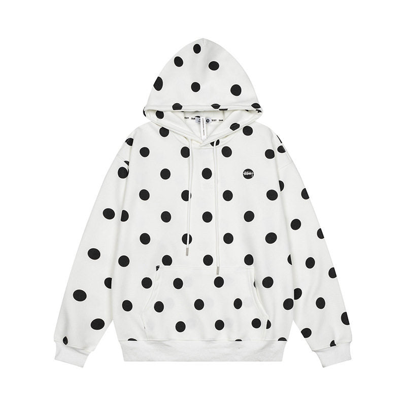 Women’s Oversize Hoodie with Polka Dot Allover and Kangaroo Pocket Amarae