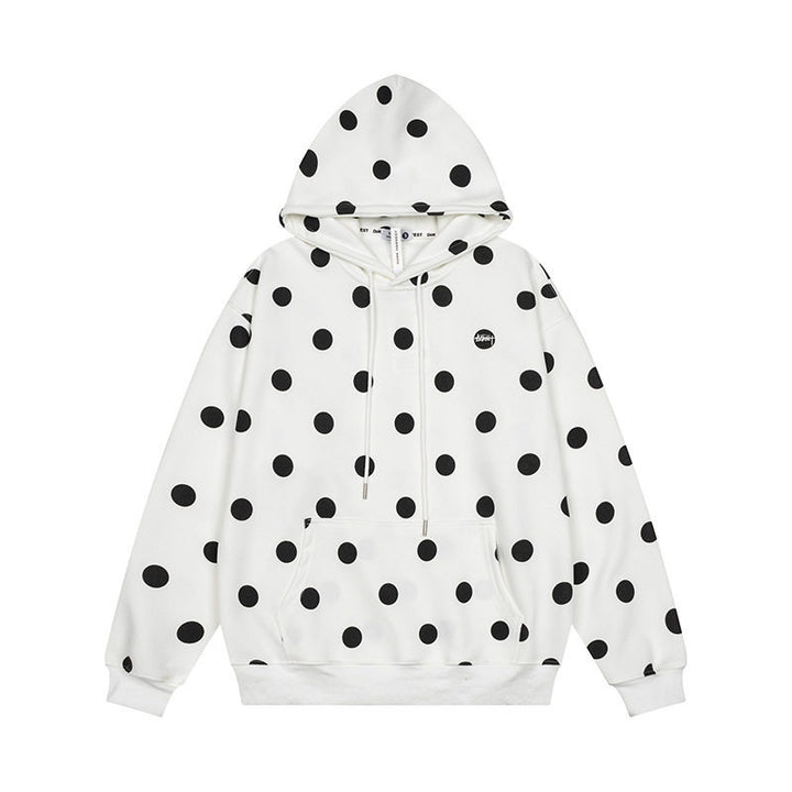 Women’s Oversize Hoodie with Polka Dot Allover and Kangaroo Pocket Amarae