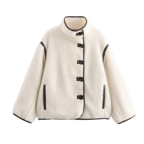 Fleece transition jacket for ladies with high collar and practical pockets Amarae