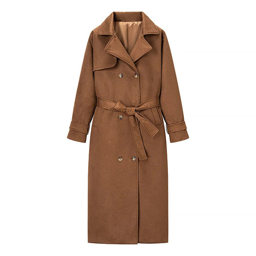 Elegant trench coat for women with double-breasted buttons and belt Amarae