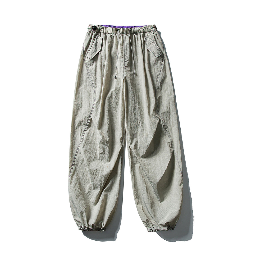 Unisex Wide Utility Pants with Balloon Silhouette, Elastic Drawstring Waistband and Cuffs Amarae