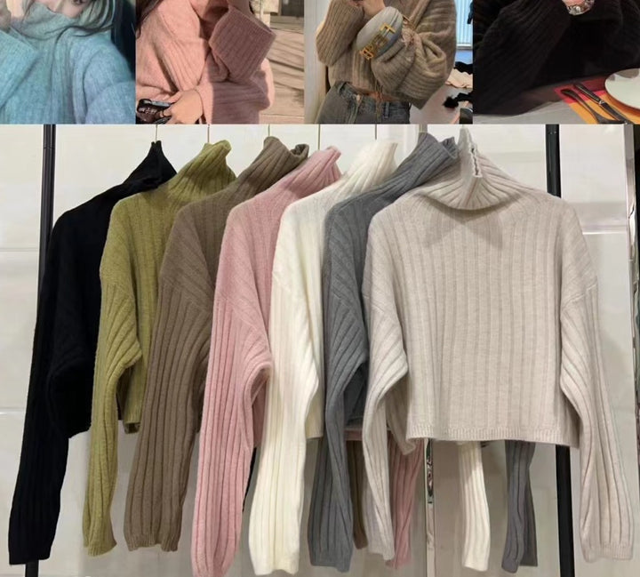 Pull femme en tricot texturé avec col roulé Chic & Stil