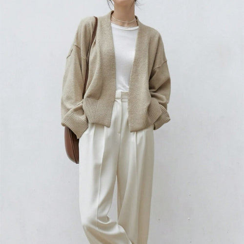 Hybrid cardigan for women with wide ribbed edge and belt Amarae