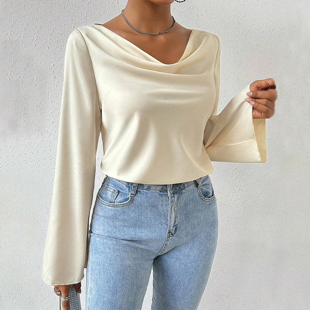 Blouse pour femmes avec décolleté cascade chic et manches longues Chic & Stil