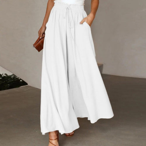 Fluid maxi pants for women with elastic waistband and side pockets Amarae