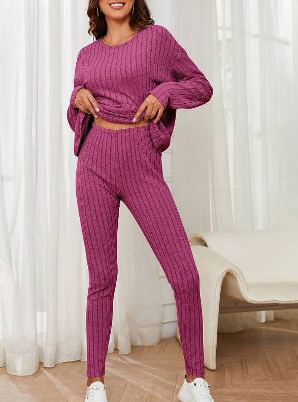 Ladies Long Sleeve Knit Sweater with Ribbed Structure Lune London