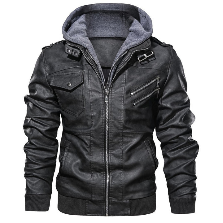 Casual leather jacket for men with hood Amarae