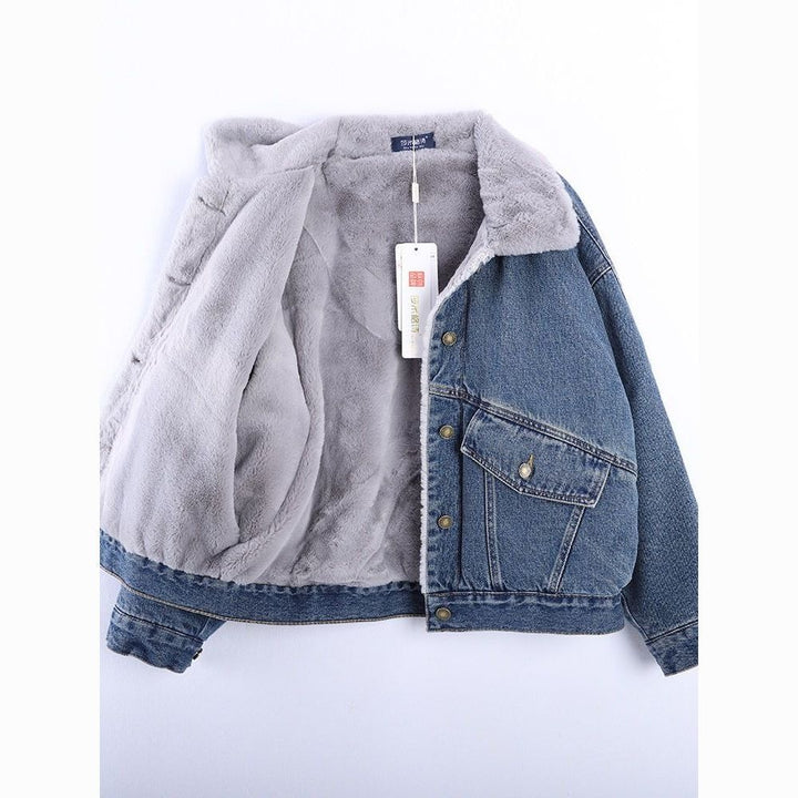 Veste en jean matelassée pour femmes avec doublure en polaire douce et poches classiques Chic & Stil