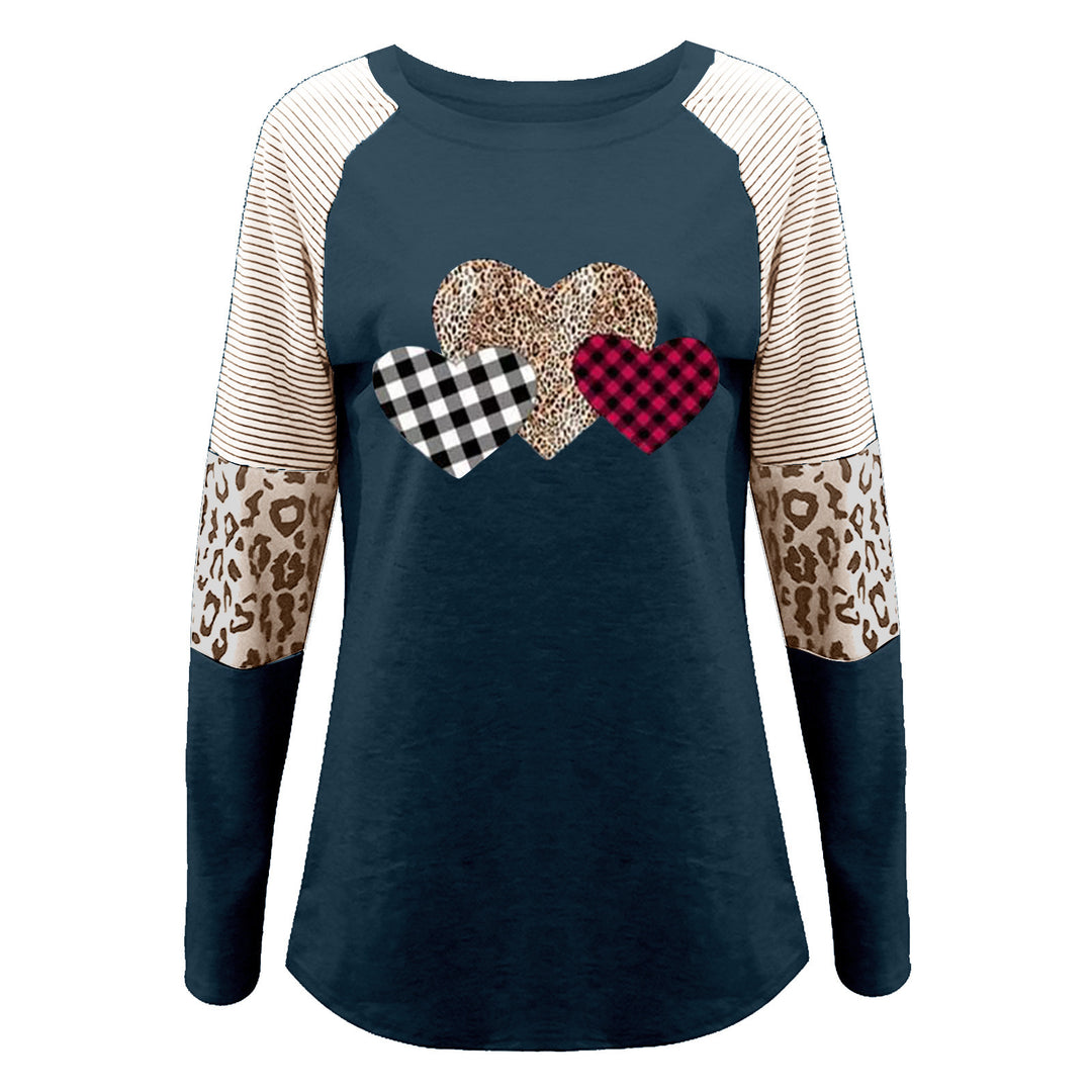 Ladies casual long sleeve T-shirt with heart pattern and textured design Lune London