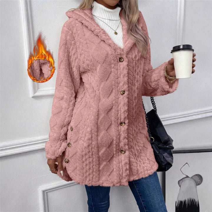 Ladies Cozy Teddy Jacket with Button Closure Amarae