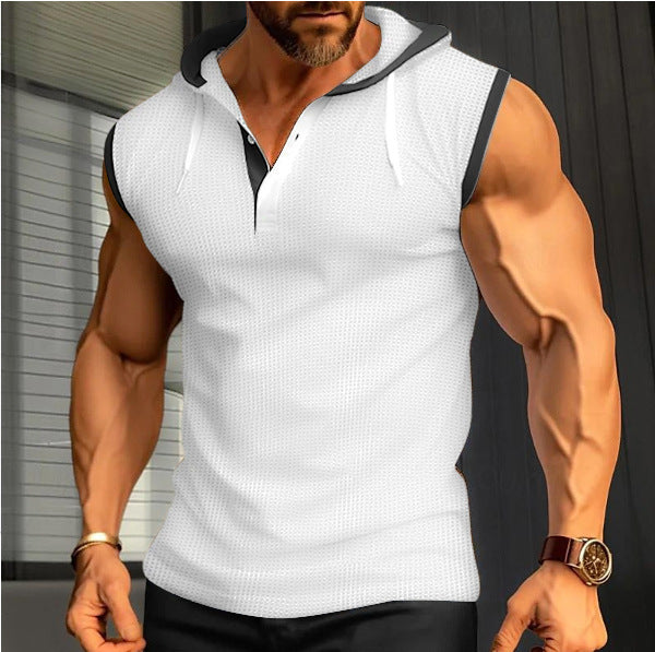 Sleeveless polo for men with modern cut and practical hood Amarae