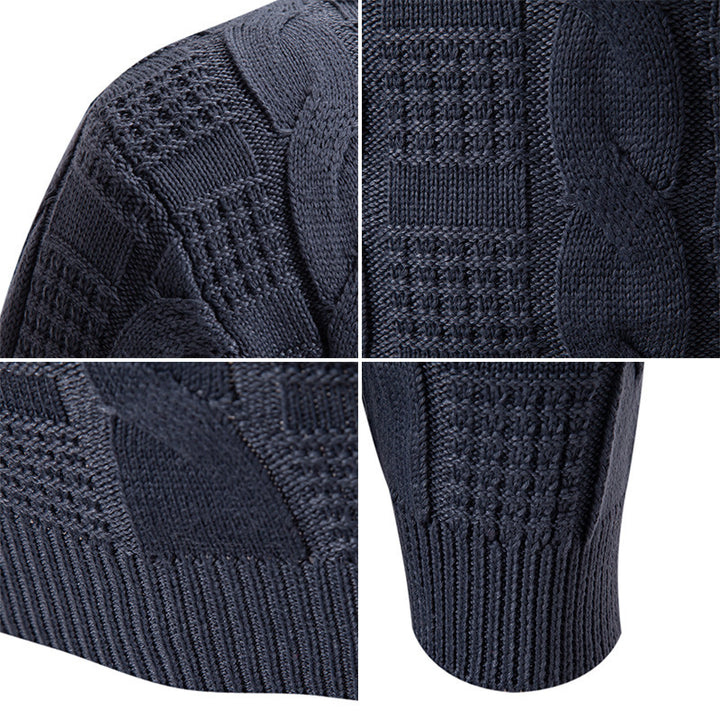 Quilted knit pullover for men with high collar Lune London