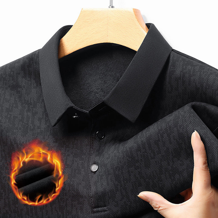 Men's long sleeve polo shirt with textured design and moisture-wicking fabric Lune London