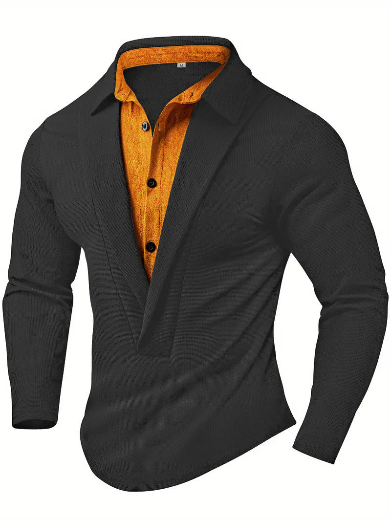 Elegant long sleeve shirt for men with modern collar and textured design Lune London