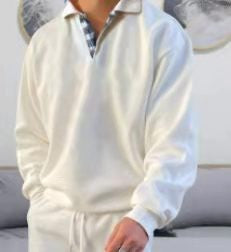 Long sleeve polo shirt for men with an elegant V neck and stylish contrasting details Lune London