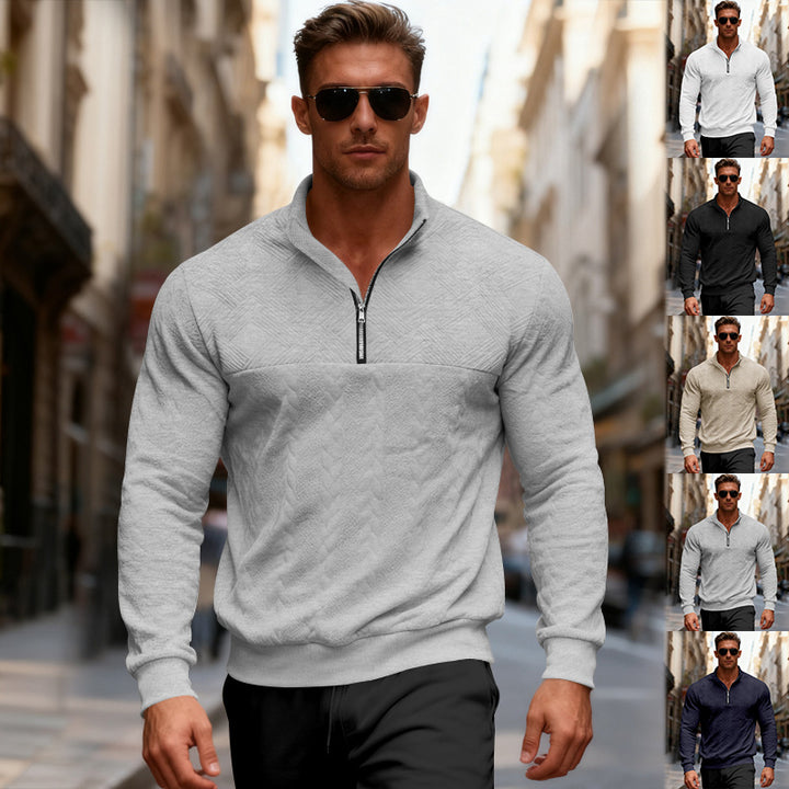 Sporty sweater for men with high collar and modern zipper Lune London