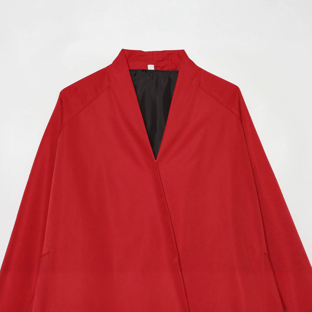 Women's bomber-style short jacket with kimono collar, balloon sleeves, and elastic hem Amarae