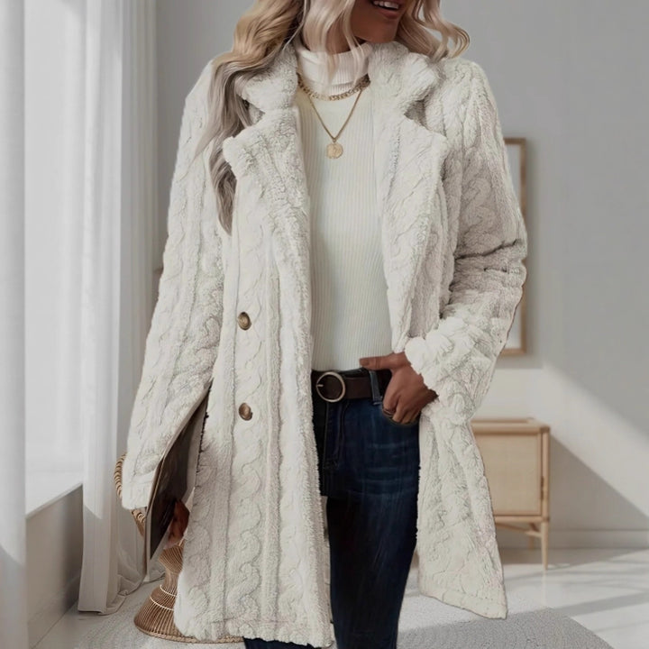 Ladies Elegant Knit Coat with Double Sewn Buttons Lune London