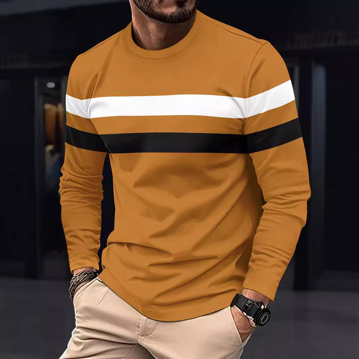 Men's trendy long sleeve t-shirt with chic and stylish sporty stripes