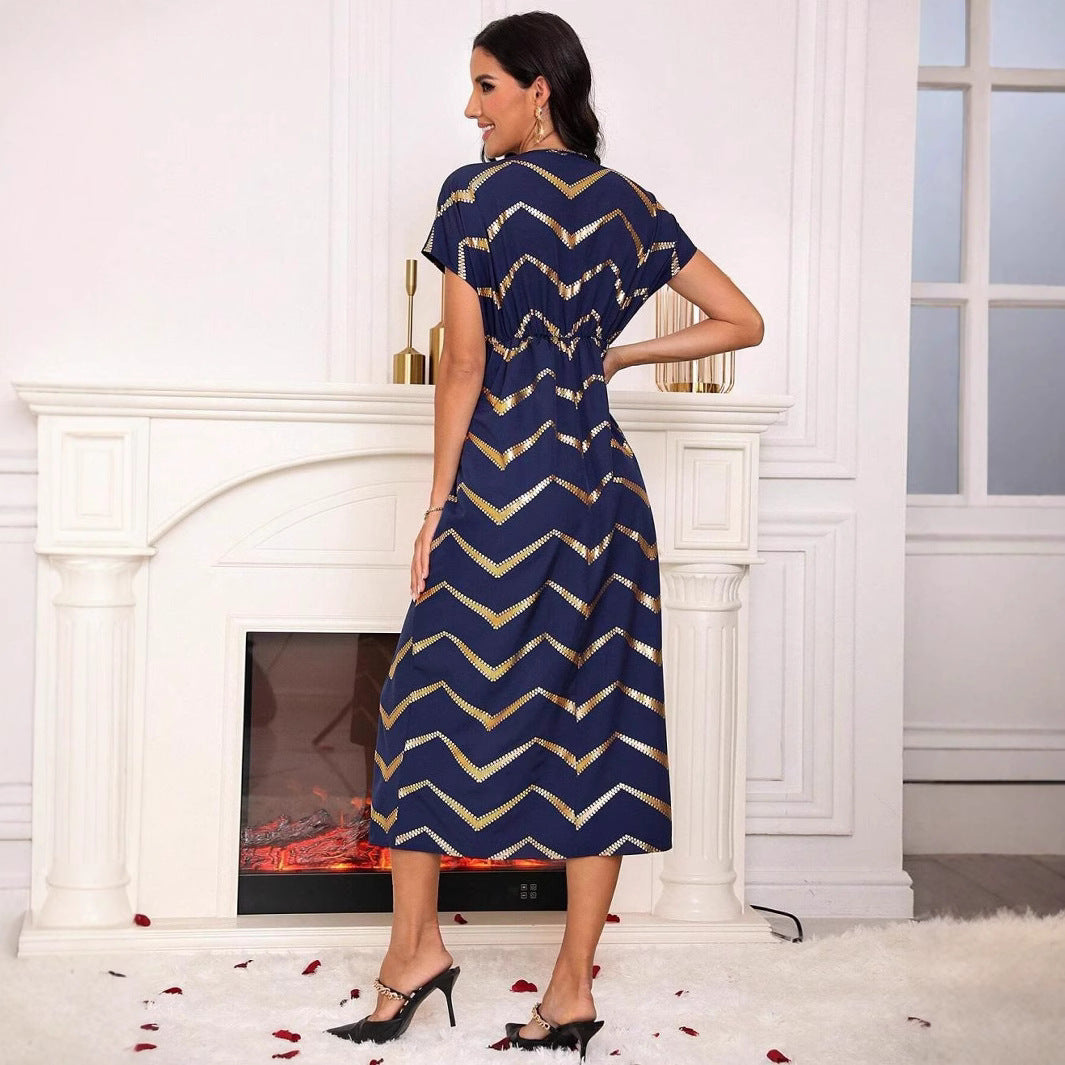 Lune London Chevron print wrap midi dress