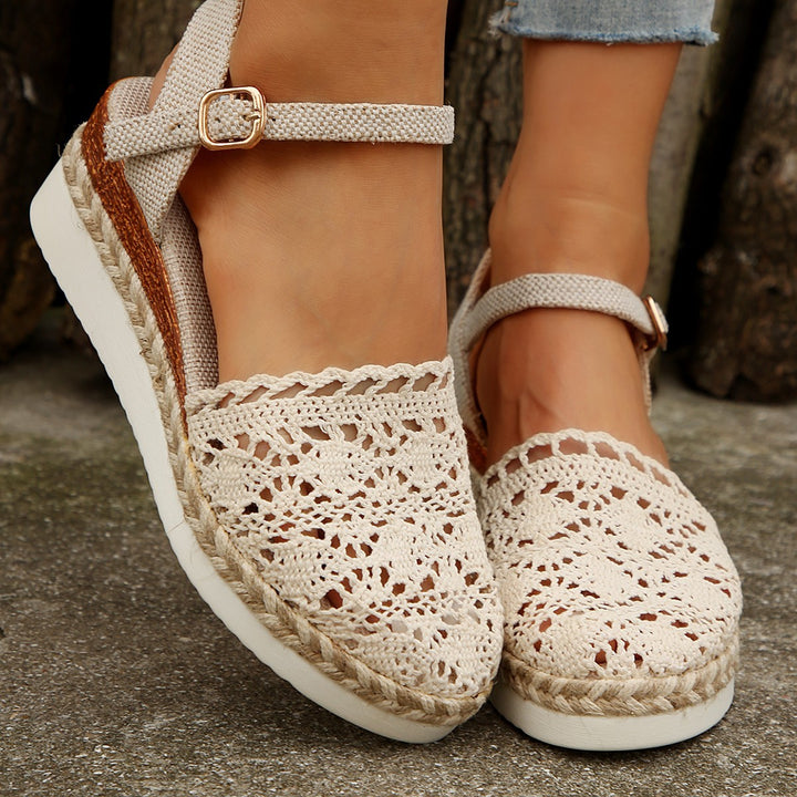 Ladies espadrilles with an elegant crochet design and a comfortable sole Lune London
