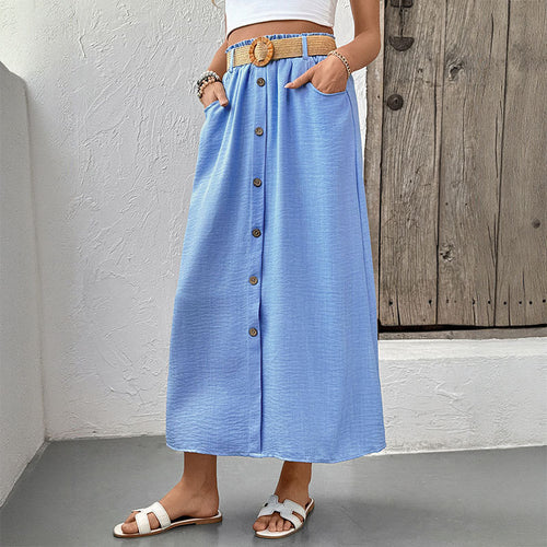 Maxi button-up skirt for women with functional pockets Amarae