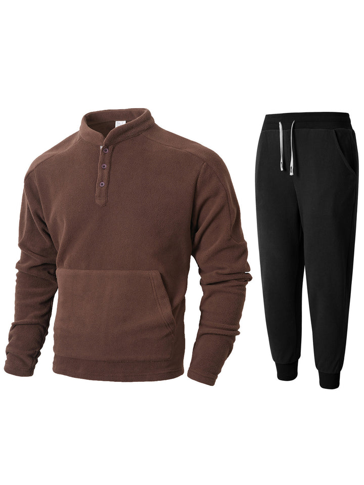Men's fleece sweatshirt with high collar and practical side pockets Lune London