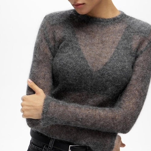Ladies fine V-neck pullover made of mohair-wool blend Amarae