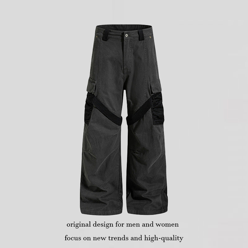 Women's Wide Cargo Palazzo Pants with Utility Pockets and Mesh Insets Amarae