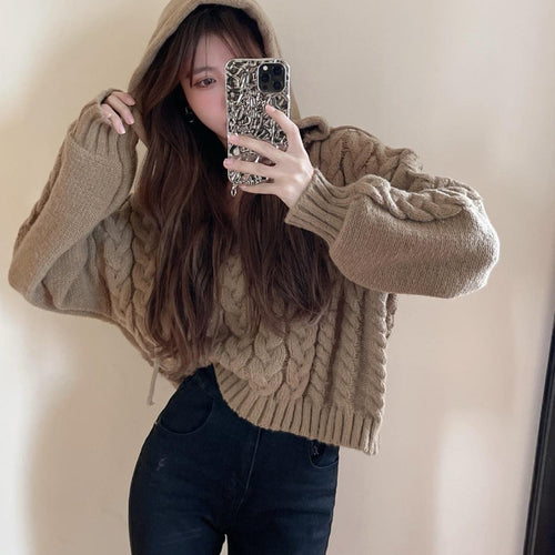 Braided pattern hoodie for women with V-neck Amarae