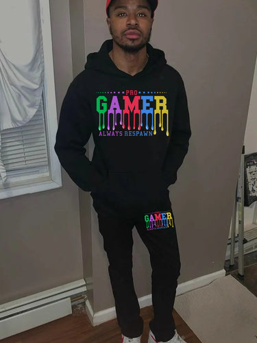 Men's hoodie and jogger set with a colorful gamer design Amarae
