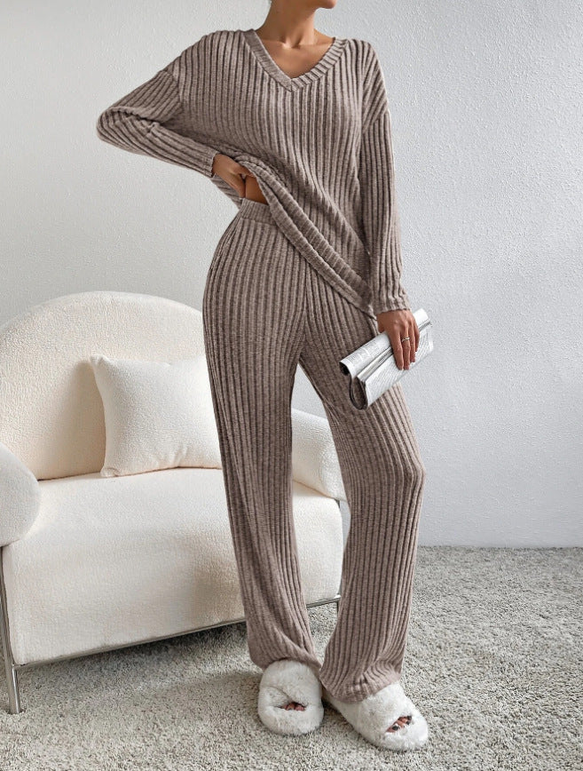 Ensemble de loungewear décontracté pour femmes avec texture côtelée Chic & Stil