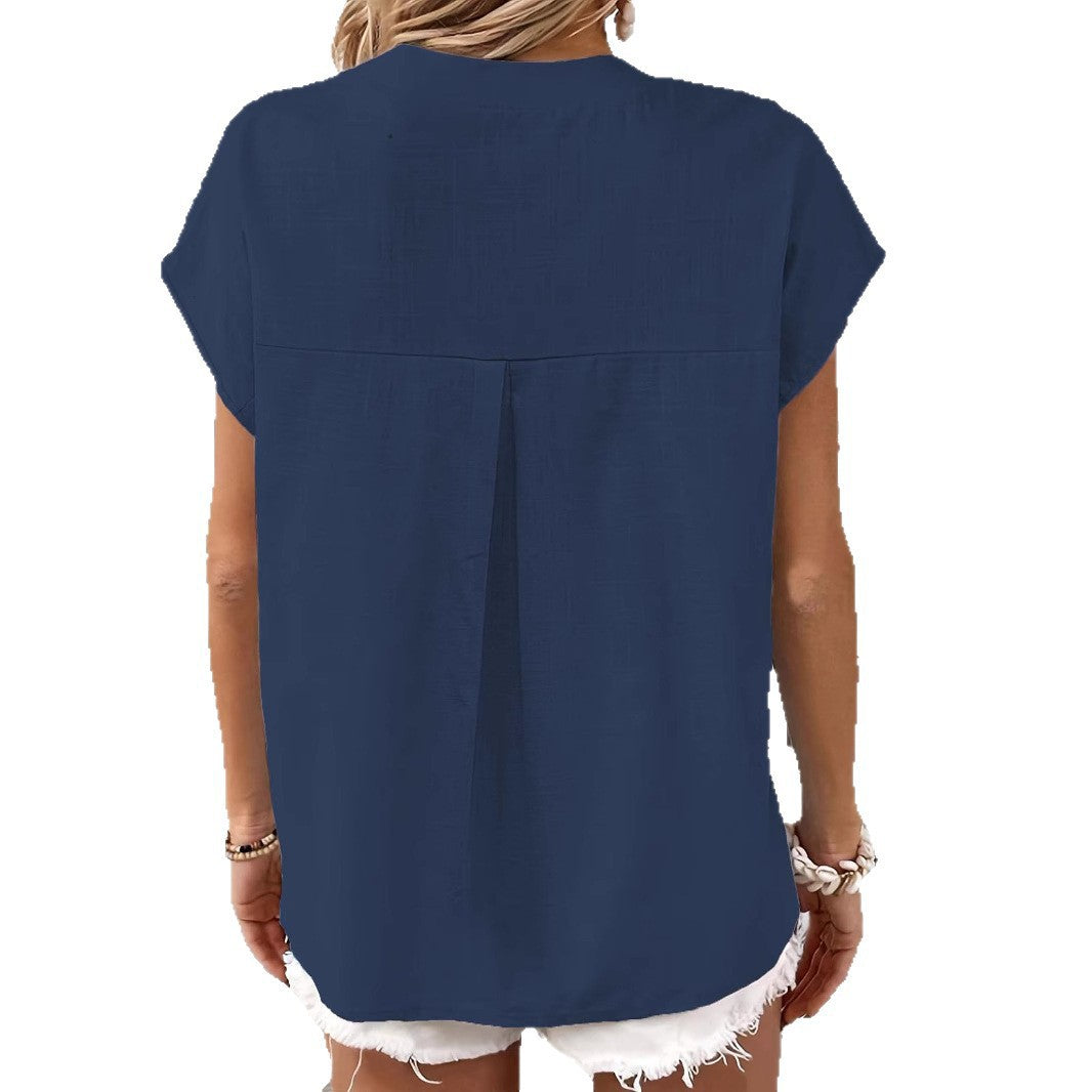 Casual top for women with button placket and elegant high collar Lune London