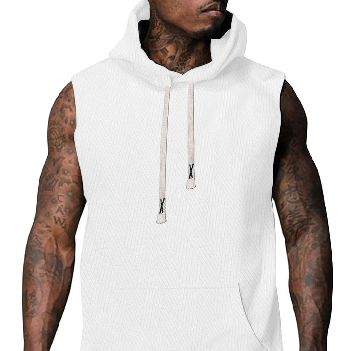 Sleeveless hoodie for men with textured design and practical kangaroo pocket Lune London